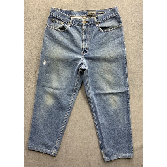 Vtg Eddie Bauer Authentic Denim Jeans Men's Relaxed Fit 36X27 Blue 100% Cotton - Picture 3 of 12